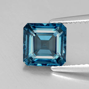 Topazio naturale blu da 1,98 ct, taglio smeraldo, VS