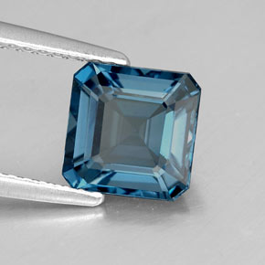 Topazio naturale blu da 1,98 ct, taglio smeraldo, VS