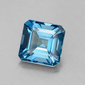 Topazio naturale blu da 1,93 ct, taglio smeraldo, VS-SI