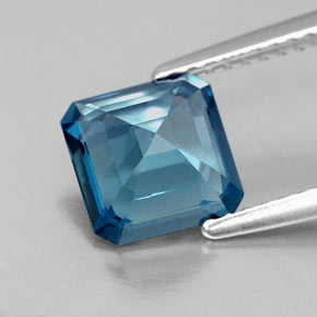 Topazio naturale blu da 1,93 ct, taglio smeraldo, VS-SI