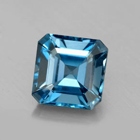 Topazio naturale blu da 2,23 ct, taglio smeraldo, VS