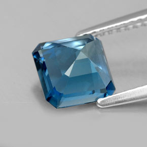 Topazio naturale blu da 2,23 ct, taglio smeraldo, VS