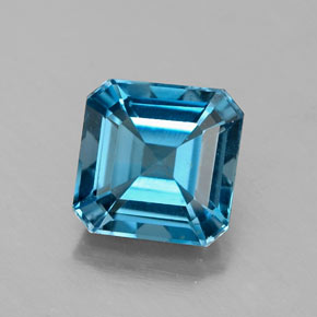Topazio naturale blu da 2,35 ct, taglio smeraldo, VS