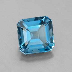Topazio naturale blu da 2,35 ct, taglio smeraldo, VS