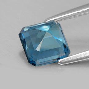 Topazio naturale blu da 2,35 ct, taglio smeraldo, VS