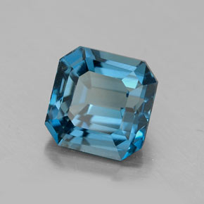 Topazio naturale blu da 2,50 ct, taglio smeraldo, VS