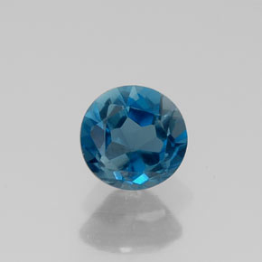 Topazio naturale blu da 0,63 ct, taglio rotondo, VVS-VS
