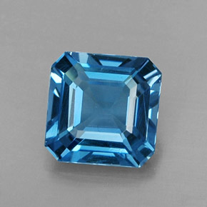 Topazio naturale blu da 1,73 ct, taglio smeraldo, VS