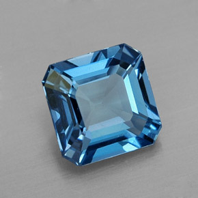 Topazio naturale blu da 1,73 ct, taglio smeraldo, VS