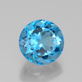 Topazio naturale blu da 2,28 ct, taglio rotondo, VVS-VS