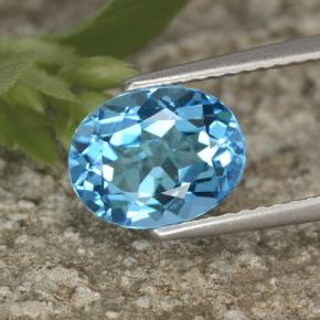 Topazio naturale blu da 2,29 ct, taglio ovale, VVS-VS