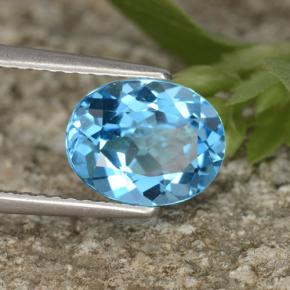 Topazio naturale blu da 2,29 ct, taglio ovale, VVS-VS