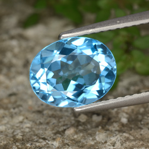 Topazio naturale blu da 2,32 ct, taglio ovale, VVS-VS