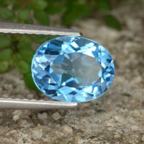 Topazio naturale blu da 2,32 ct, taglio ovale, VVS-VS