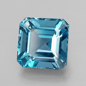 Topazio naturale blu da 2,25 ct, taglio smeraldo, VVS-VS