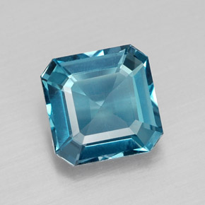 Topazio naturale blu da 1,77 ct, taglio smeraldo, VVS-VS