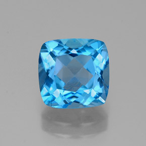 Topazio naturale blu da 2,25 ct, taglio a cuscino, VVS
