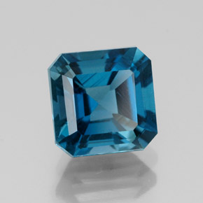 Topazio naturale blu da 2,19 ct, taglio smeraldo, VS-SI