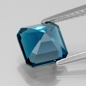 Topazio naturale blu da 2,19 ct, taglio smeraldo, VS-SI
