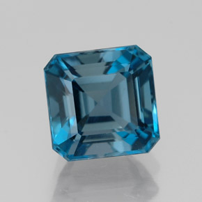 Topazio naturale blu da 2,57 ct, taglio smeraldo, VVS-VS