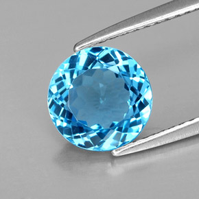 Topazio naturale blu da 2,08 ct, taglio rotondo, VVS-VS