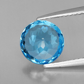 Topazio naturale blu da 2,08 ct, taglio rotondo, VVS-VS