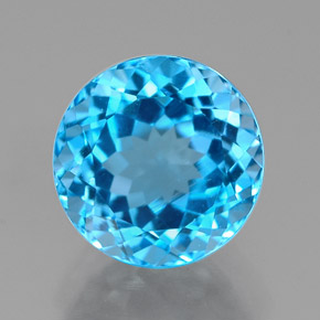 Topazio naturale blu da 2,90 ct, taglio rotondo, VVS