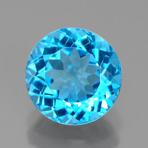 Topazio naturale blu da 2,31 ct, taglio rotondo, VVS-VS