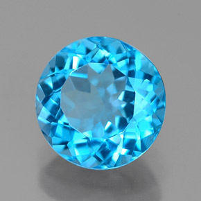 Topazio naturale blu da 2,31 ct, taglio rotondo, VVS-VS