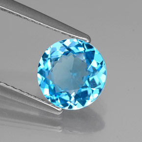 Topazio naturale blu da 1,49 ct, taglio rotondo, VVS