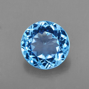 Topazio naturale blu da 2,14 ct, taglio rotondo, VS-SI