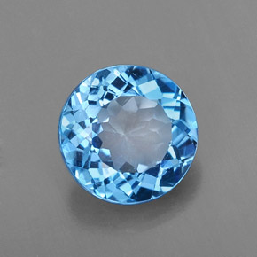 Topazio naturale blu da 2,14 ct, taglio rotondo, VS-SI
