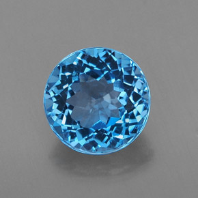Topazio naturale blu da 2,47 ct, taglio rotondo, VS