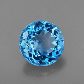 Topazio naturale blu da 2,47 ct, taglio rotondo, VS