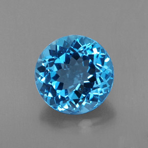 Topazio naturale blu da 2,33 ct, taglio rotondo, VS