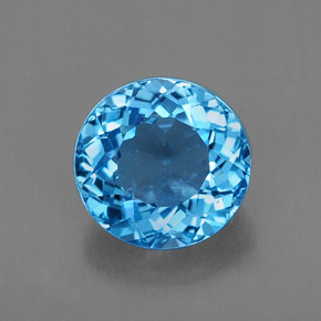 Topazio naturale blu da 2,42 ct, taglio rotondo, VVS