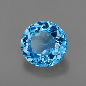 Topazio naturale blu da 2,42 ct, taglio rotondo, VVS