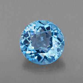 Topazio naturale blu da 2,21 ct, taglio rotondo, VVS