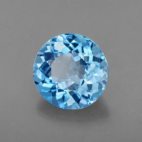 Topazio naturale blu da 2,21 ct, taglio rotondo, VVS