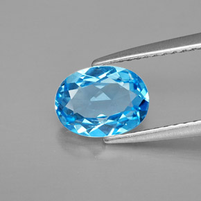 Topazio naturale blu da 1,48 ct, taglio ovale, VVS-VS