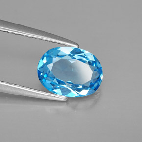 Topazio naturale blu da 1,48 ct, taglio ovale, VVS-VS