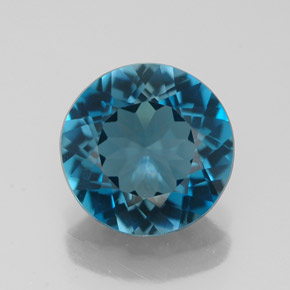 Topazio naturale blu da 2,79 ct, taglio rotondo, VVS