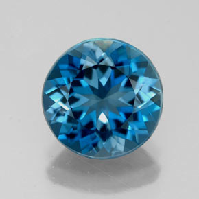 Topazio naturale blu da 2,87 ct, taglio rotondo, VVS