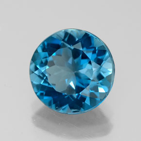 Topazio naturale blu da 2,87 ct, taglio rotondo, VVS