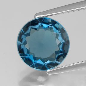 Topazio naturale blu da 2,59 ct, taglio rotondo, VVS