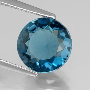 Topazio naturale blu da 2,59 ct, taglio rotondo, VVS