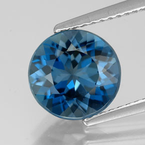 Topazio naturale blu da 2,93 ct, taglio rotondo, VVS