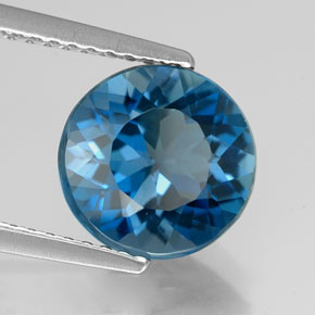 Topazio naturale blu da 2,93 ct, taglio rotondo, VVS
