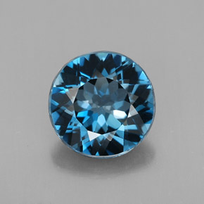 Topazio naturale blu da 2,87 ct, taglio rotondo, VS