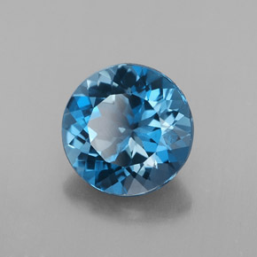 Topazio naturale blu da 2,87 ct, taglio rotondo, VVS-VS